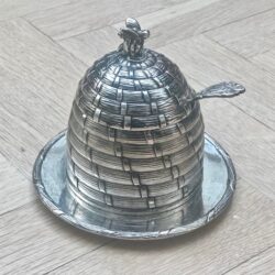 Early 20th Century Metal Hallmarked Honeypot with glass liner